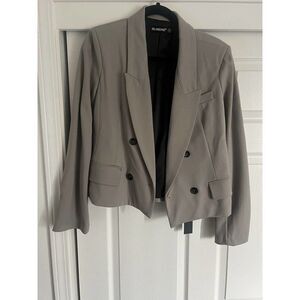 NWT Blank NYC Cropped Greige Double Breasted Jacket Size M Career Work